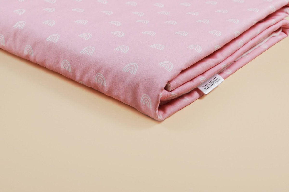Children's Blanket Cover - Pink Rainbow 100% Cotton - The Little Blanket Shop
