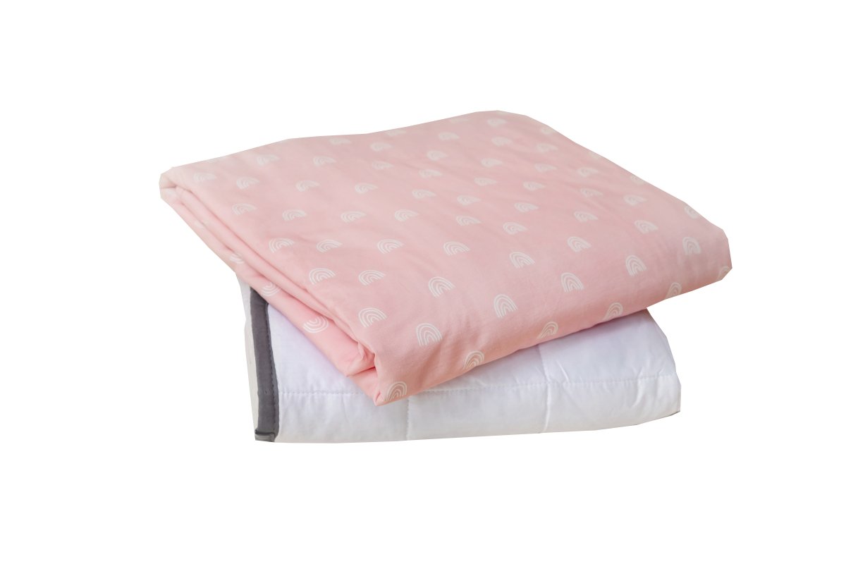 Children's Blanket Cover - Pink Rainbow with Plush Reverse - The Little Blanket Shop